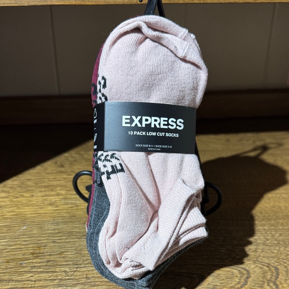 Express Pink and Gray Low Cut Socks 10 Pack
